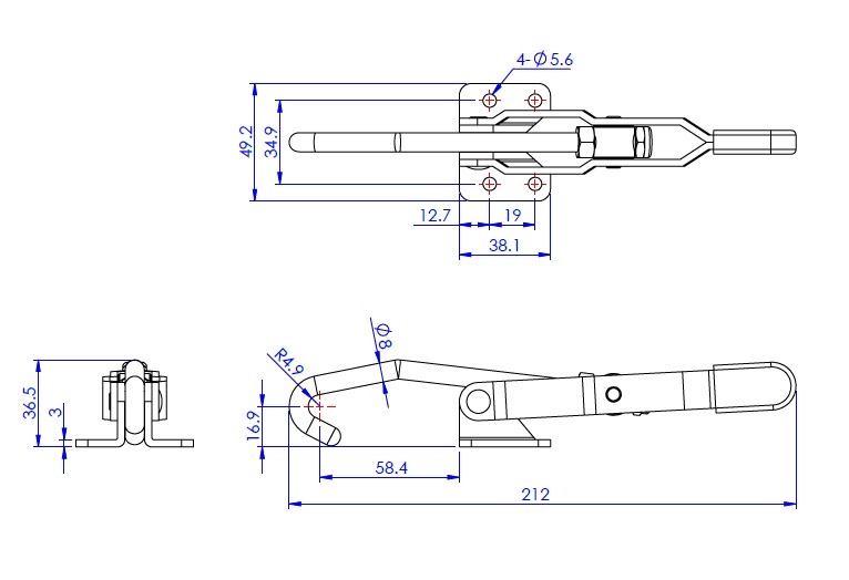 Acheter Toggle Clamp Hook Arm Toggle Clamp Flat Base Toggle